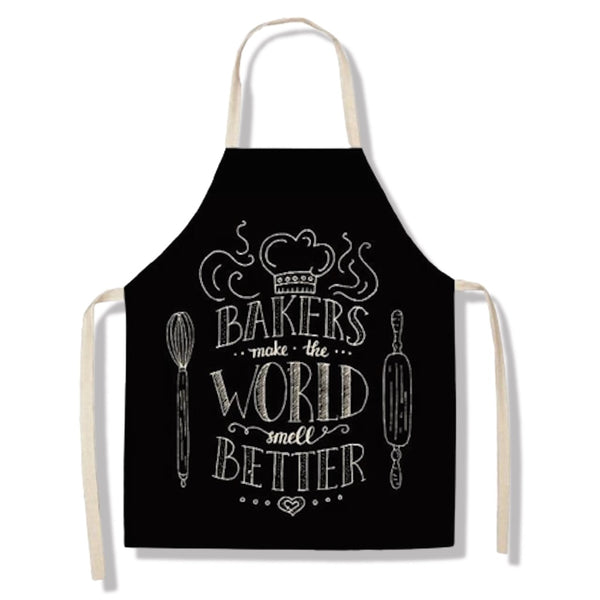 tablier de cuisine kitchen apron lin coton motif maximes smell taille adulte et enfant