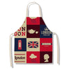 tablier de cuisine kitchen apron lin coton motif londres tea time taille adulte et enfant