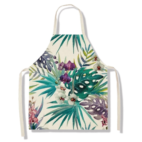 tablier de cuisine kitchen apron lin coton motif plante velvet orchid taille adulte et enfant