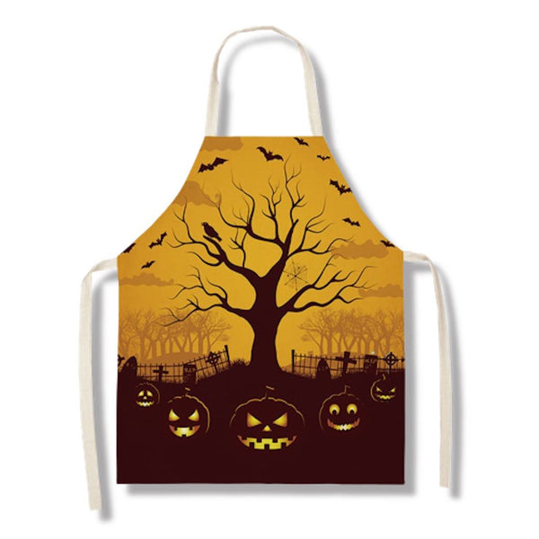 tablier de cuisine kitchen apron Halloween lin coton motif LONELY TREE taille adulte et enfant
