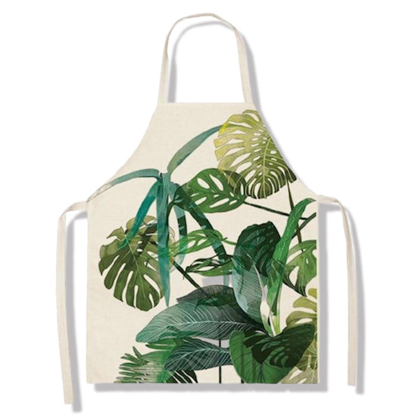 tablier de cuisine kitchen apron lin coton motif plante jungle taille adulte et enfant